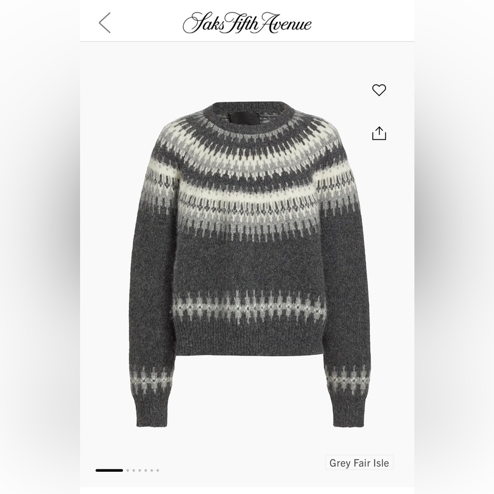 Nili Lotan Grey Fair Isle Sweater